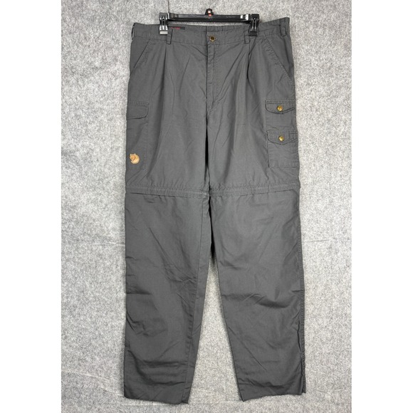 Fjallraven Convertible Cargo Pants Men's 54 (FITS 36 x 35) Gray Cotton Blend